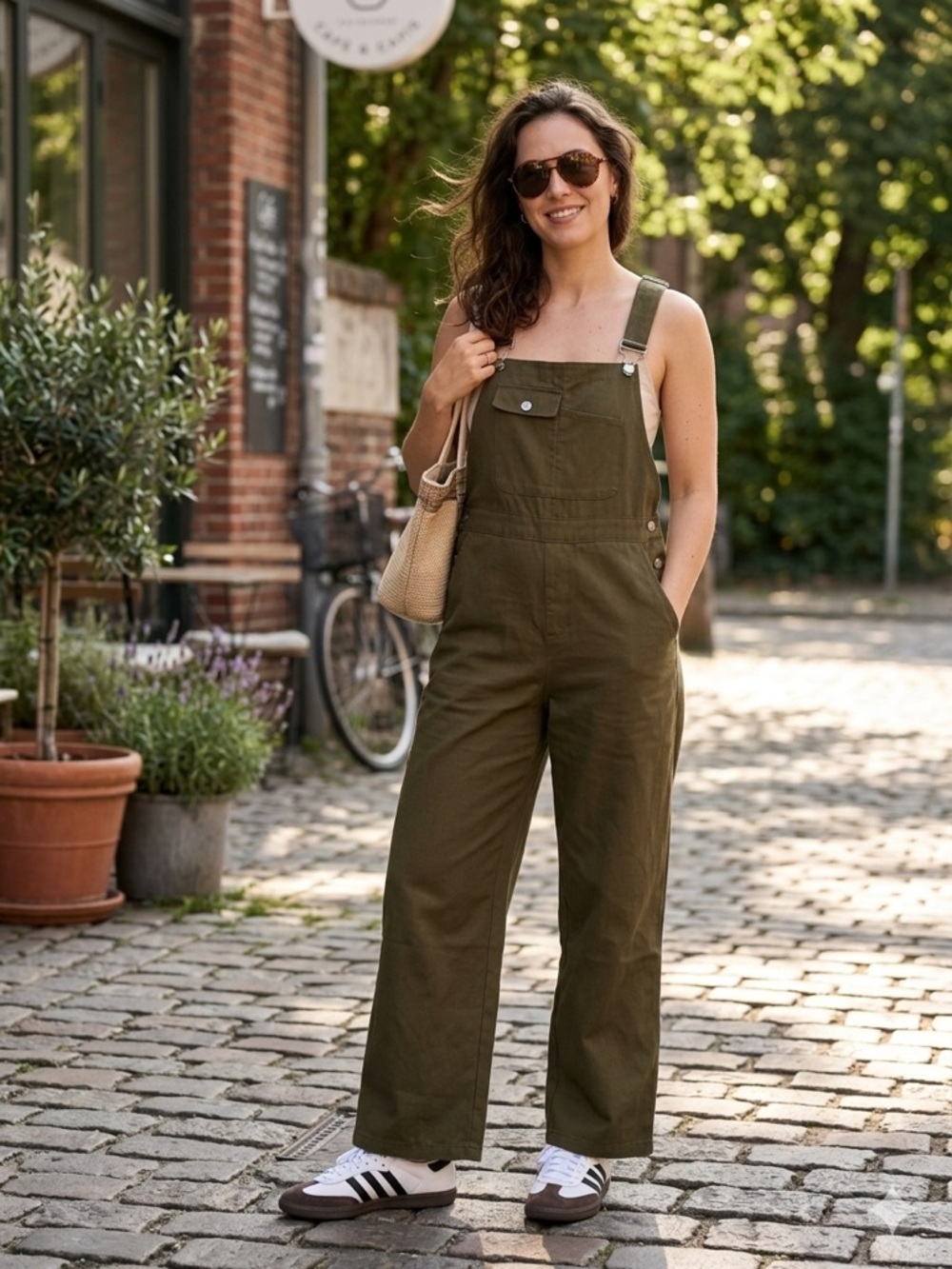 Boho Chic Olive Green Utility Wide Legged Overalls Jumpsuit